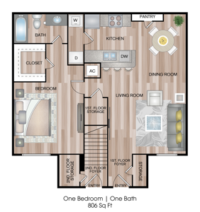 One Bedroom / One Bedroom - 906 Sq.Ft.*